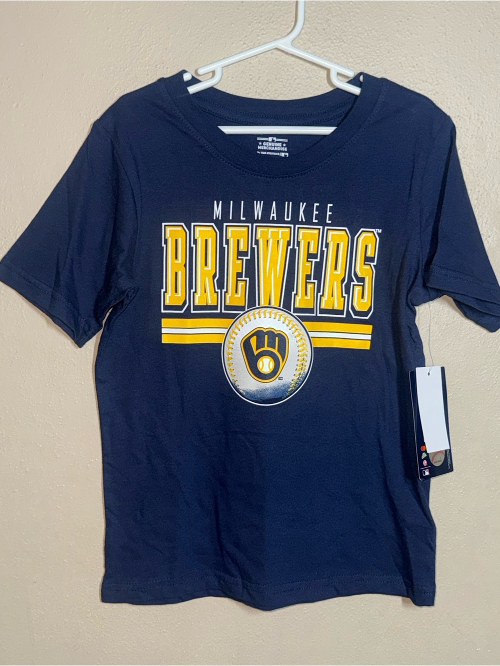 NWT Milwaukee Brewers Navy Kids Tee Sz XS (4/5)